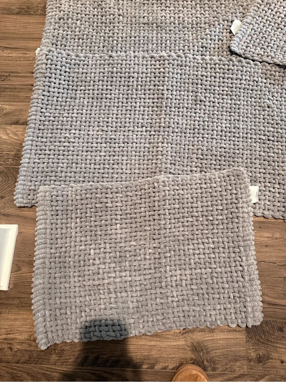 Plush Chunky Knit Bath Rug Set - Gray